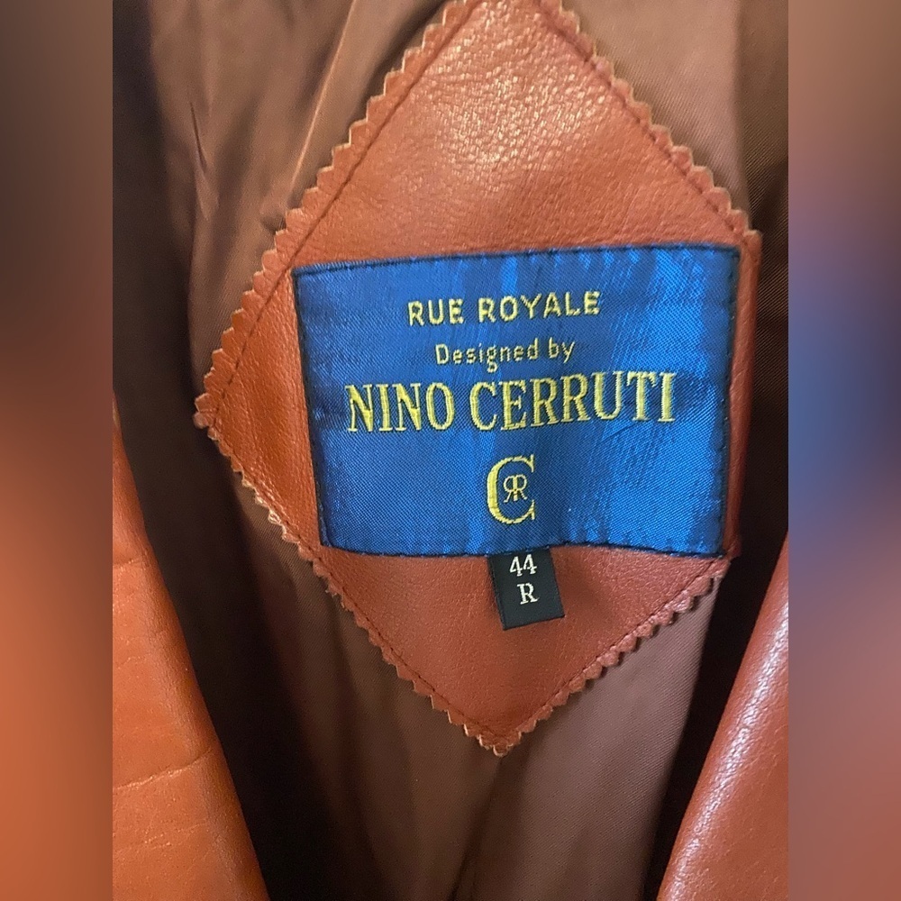 Nino Cerruti by Rue Royale Vintage Leather 1970s Mens Sports Coat Rust Jacket - Picture 5 of 10